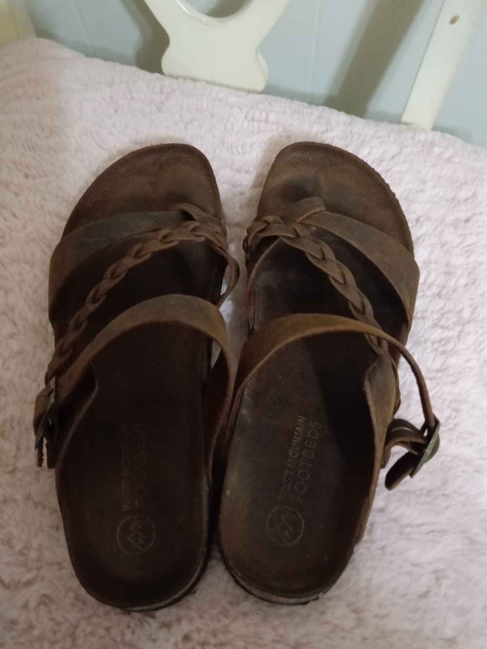 White Mountain Brown Braided Leather Slide Sandals - Picture 2 of 3